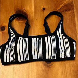 Anne Cole studio black and White strip bathing suit sports Bra.